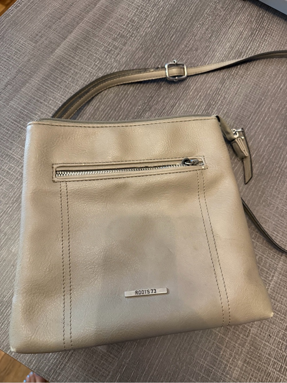 Roots Beige Crossbody Bag with Front Zip
